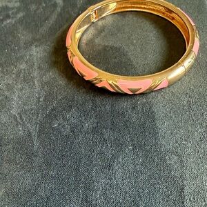 Elegant Pink and Gold Bangle Bracelet